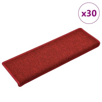 Vidaxl Stopniščne preproge 30 kosov 65x21x4 cm rdeče pravokotni rob