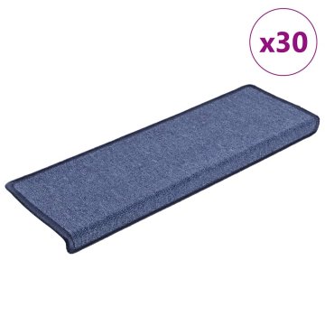 Vidaxl Stopniščne preproge 30 kosov 65x21x4 cm modre pravokotne robove