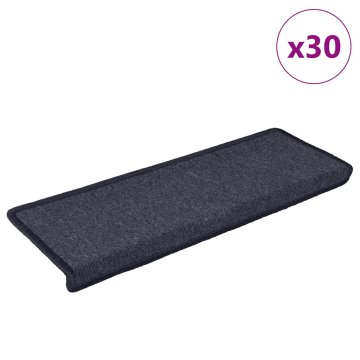 Vidaxl Stopniščne preproge 30 kosov 65x21x4 cm temno sive in modre pravokotne
