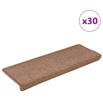 Vidaxl Stopniščne preproge 30 kosov 65x21x4 cm rjave pravokotne robove