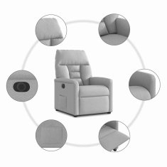 Vidaxl Električni naslanjač sivo blago