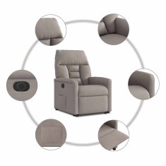 Vidaxl Električni naslanjač s funkcijo vstajanja taupe blago