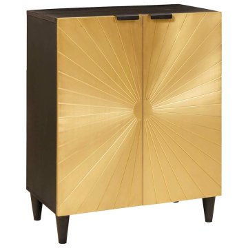 Vidaxl Strani šal Črna in zlata 60 x 33 x 75 cm Masiven les manga