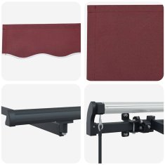 Vidaxl Ročna tenda 5 x 3 m Burgundija 100% poliester