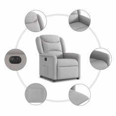 Vidaxl Električni naslanjač sivo blago