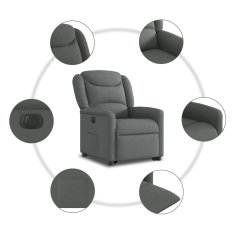 Vidaxl Električni naslanjač s funkcijo vstajanja temno siv