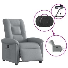 Vidaxl Električni naslanjač svetlo sivo blago