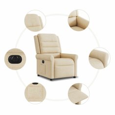 Vidaxl Električni naslanjač krem tkanina