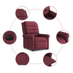 Vidaxl Električni naslanjač s funkcijo vstajanja vinsko rdeč