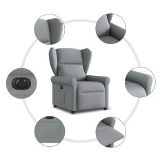 Vidaxl Električni naslanjač svetlo sivo blago