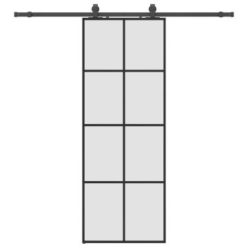 Vidaxl Drsna vrata z opremo črna 76x205 cm ESG steklo