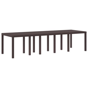 Vidaxl Vrtna miza Rjava 300 x 100 x 73 cm poli ratan