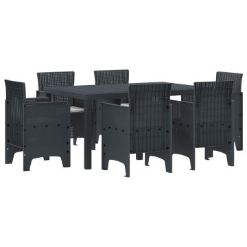Vidaxl Komplet za jedilnico v vrtu 7 kos Antracit Polt rattan