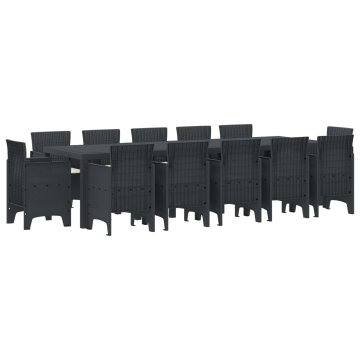 Vidaxl Komplet za jedilnico v vrtu 13 kos Antracit Polyrattan
