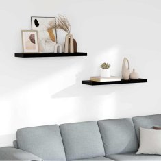Vidaxl Stenske police 2 kosa visok sijaj črne 80x23,5x3,8 cm MDF