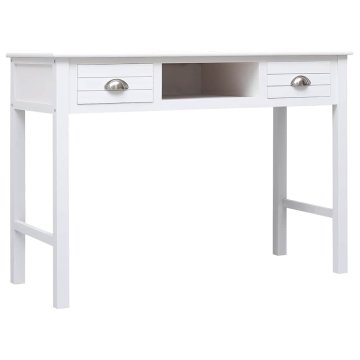 Vidaxl Pisalna miza bela 108x45x76 cm trden les pavlovnije