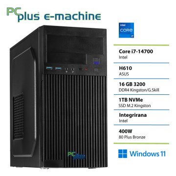 PCplus E-MACHINE računalnik, Intel Core i7-14700, 16GB, SSD1TB, W11H
