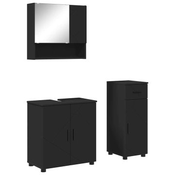 Vidaxl Komplet pohištva za kopalnico 3 kos Črna 61 x 35 x 64 cm