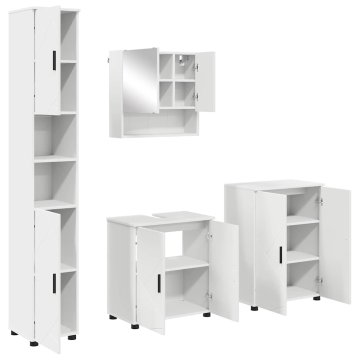 Vidaxl Komplet pohištva za kopalnico 4 kos Bela 61 x 35 x 64 cm