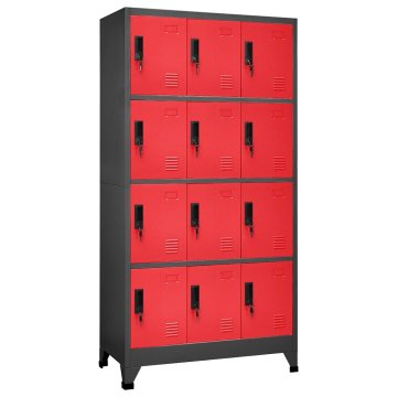 Vidaxl Omara s ključavnico antracitna in rdeča 90x45x180 cm jeklo