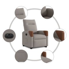 Vidaxl Električni naslanjač s funkcijo vstajanja taupe blago