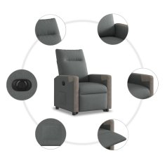 Vidaxl Električni naslanjač s funkcijo vstajanja temno siv