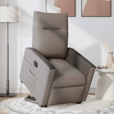 Vidaxl Električni naslanjač s funkcijo vstajanja taupe blago