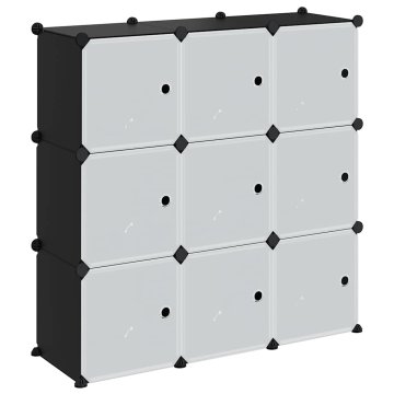 Vidaxl Organizator za shranjevanje kock z 9 kockami in vrati Black PP