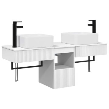 Vidaxl Komplet omaric za kopalnico 3 kos Bela 136 x 35 x 80 cm