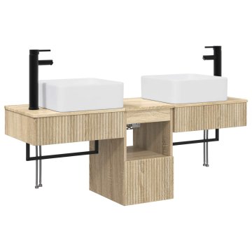 Vidaxl Komplet omaric za kopalnico 3 kos Sonoma hrast 136 x 35 x 80 cm