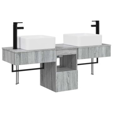 Vidaxl Komplet omaric za kopalnico 3 kos Siva Sonoma 136 x 35 x 80 cm