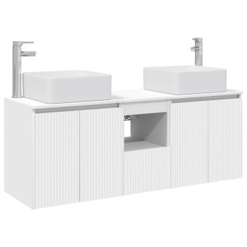Vidaxl Komplet omaric za kopalnico 3 kos Bela 135 x 35 x 80 cm