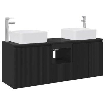 Vidaxl Komplet omaric za kopalnico 3 kos Črna 135 x 35 x 80 cm