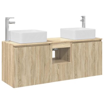 Vidaxl Komplet omaric za kopalnico 3 kos Sonoma hrast 135 x 35 x 80 cm
