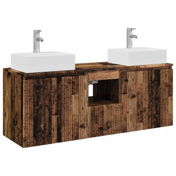 Vidaxl Komplet omaric za kopalnico 3 kos Star les 129 x 41 x 79,5 cm