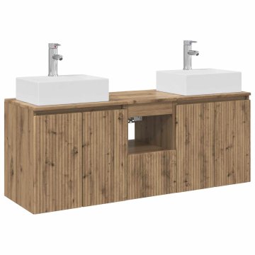 Vidaxl Komplet omaric za kopalnico 3 kos Artisan hrast