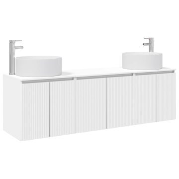 Vidaxl Komplet omaric za kopalnico 3 kos Bela 161,5 x 44,5 x 80 cm