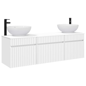 Vidaxl Komplet omaric za kopalnico 3 kos Bela 157 x 44,5 x 80 cm