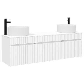 Vidaxl Komplet omaric za kopalnico 3 kos Bela 157 x 44,5 x 80 cm