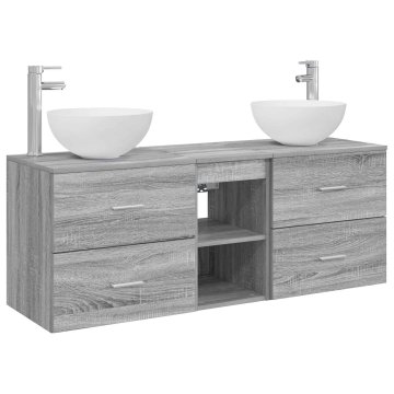 Vidaxl Komplet omaric za kopalnico 3 kos Siva Sonoma 129 x 41 x 80 cm