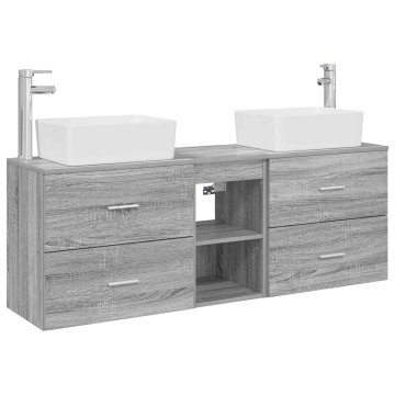 Vidaxl Komplet omaric za kopalnico 3 kos Siva Sonoma 136 x 35 x 80 cm