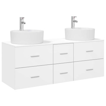 Vidaxl Komplet omaric za kopalnico 3 kos Bela 129 x 44,5 x 82 cm