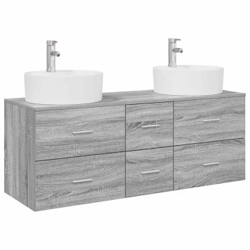 Vidaxl Komplet omaric za kopalnico 3 kos Siva Sonoma