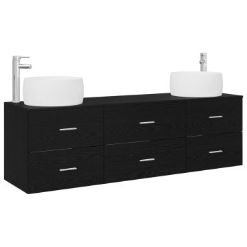 Vidaxl Komplet omaric za kopalnico 3 kos Črna 161,5 x 44,5 x 80 cm