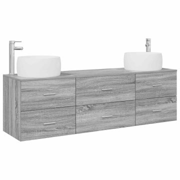 Vidaxl Komplet omaric za kopalnico 3 kos Siva Sonoma