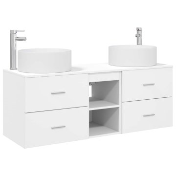 Vidaxl Komplet omaric za kopalnico 3 kos Bela 129 x 44,5 x 80 cm