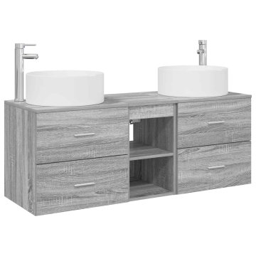 Vidaxl Komplet omaric za kopalnico 3 kos Siva Sonoma