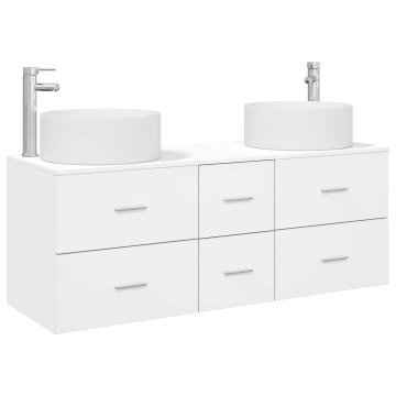 Vidaxl Komplet omaric za kopalnico 3 kos Bela 129 x 44,5 x 80 cm