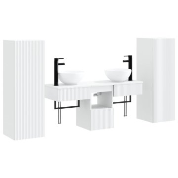 Vidaxl Komplet omaric za kopalnico 5 kos Bela 33 x 34,5 x 100 cm