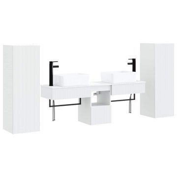 Vidaxl Komplet omaric za kopalnico 5 kos Bela 136 x 35 x 80 cm